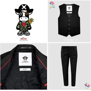 Black and Red Kids Suit Set